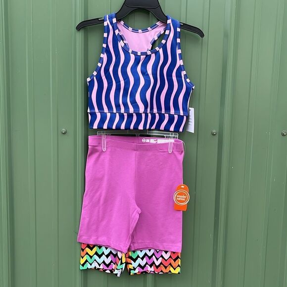 Girls Tank Tops Shorts Peplum Top & Sports Bra 9-Piece Set Size L - Picture 4 of 7